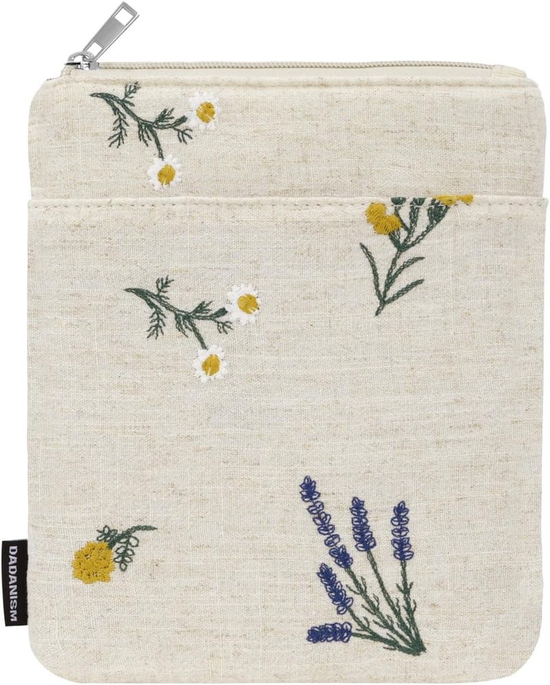 Dadanism Embroidered Daisy Padded Sleeve for All-New Kindle Paperwhite, 7" Kindle Colorsoft Signature Edition, Protective Sleeve Case for 6" K-indle/K-indle Oasis/Kobo E-Reader, Hemp Plants - Image 1